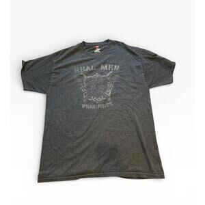 Real Men Wear Kilts T-Shirt Hanes Gray L Scottish Heritage Graphic Tee
